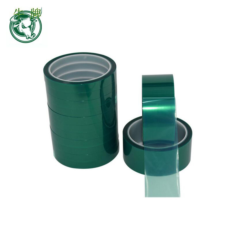 thickness 80mic polyester film silicone adhesive green masking tape